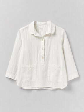 Toast 6 Linen Aplique Front Pocket Top in White
